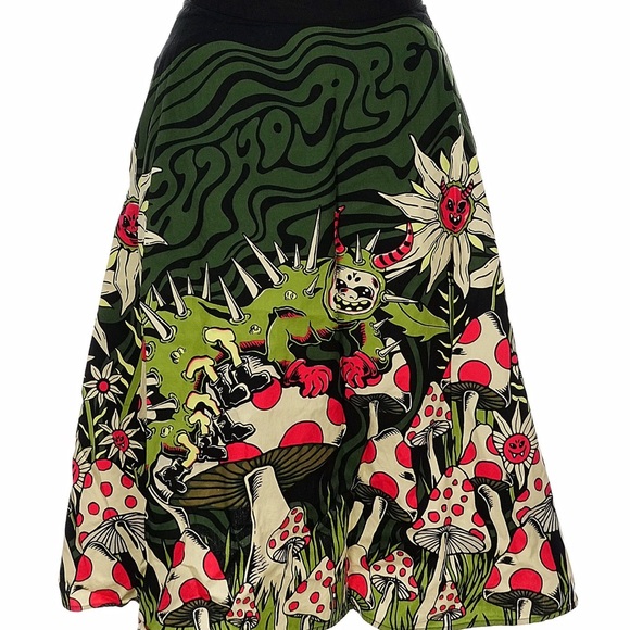 Dangerfield Who Are You Border Print Skirt - Picture 1 of 8
